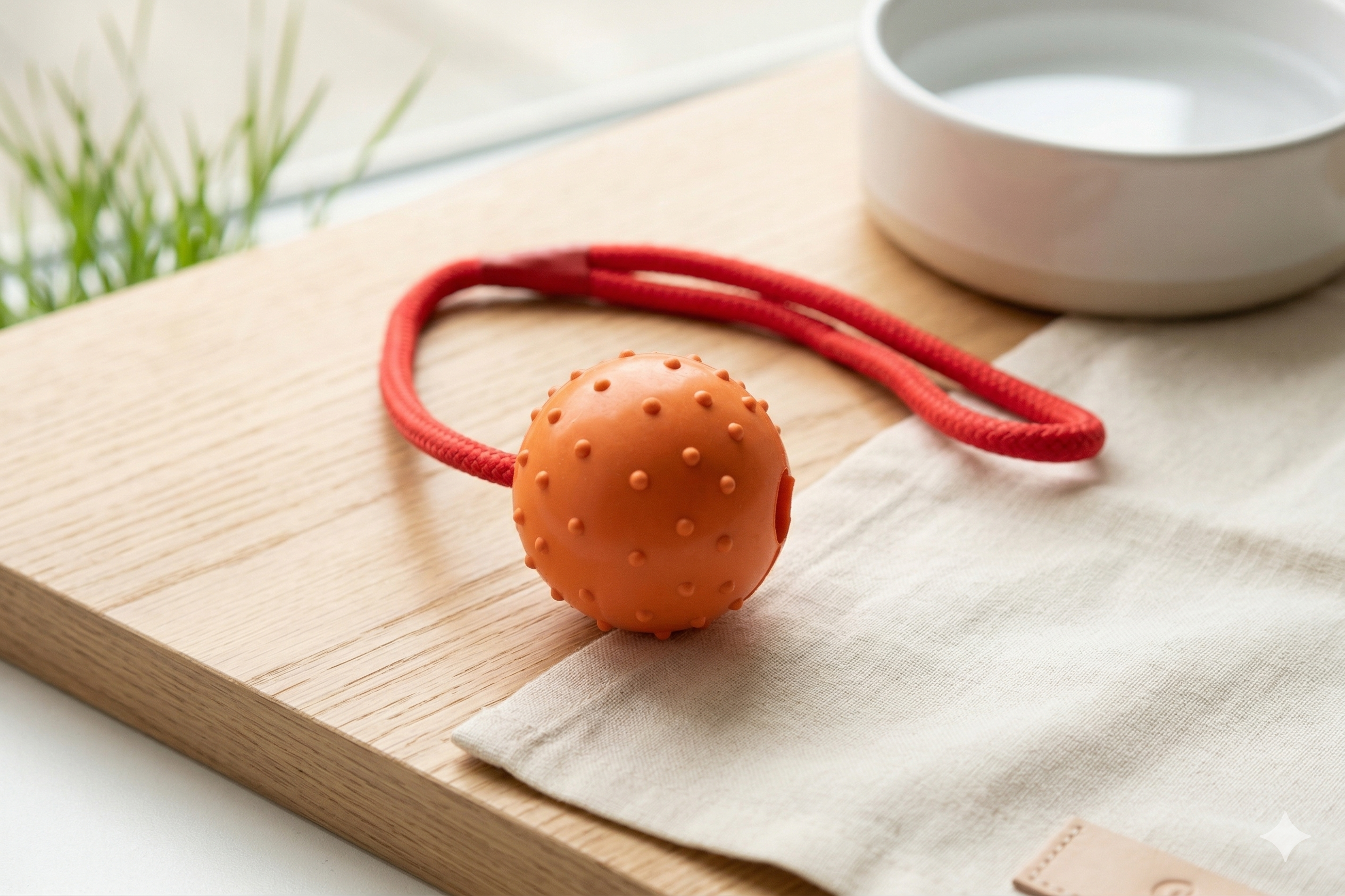 LIMITED LIFETIME WARRANTY - Eco-Friendly Dog Ball on Rope Tug Fetch Toy - Durable Non Toxic