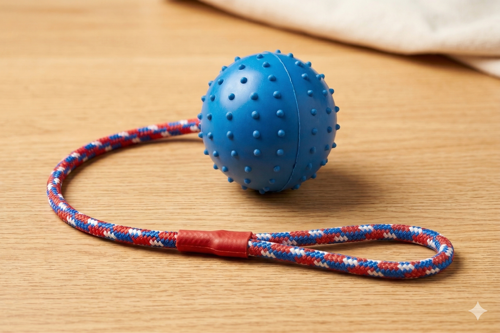 LIMITED LIFETIME WARRANTY - Eco-Friendly Dog Ball on Rope Tug Fetch Toy - Durable Non Toxic