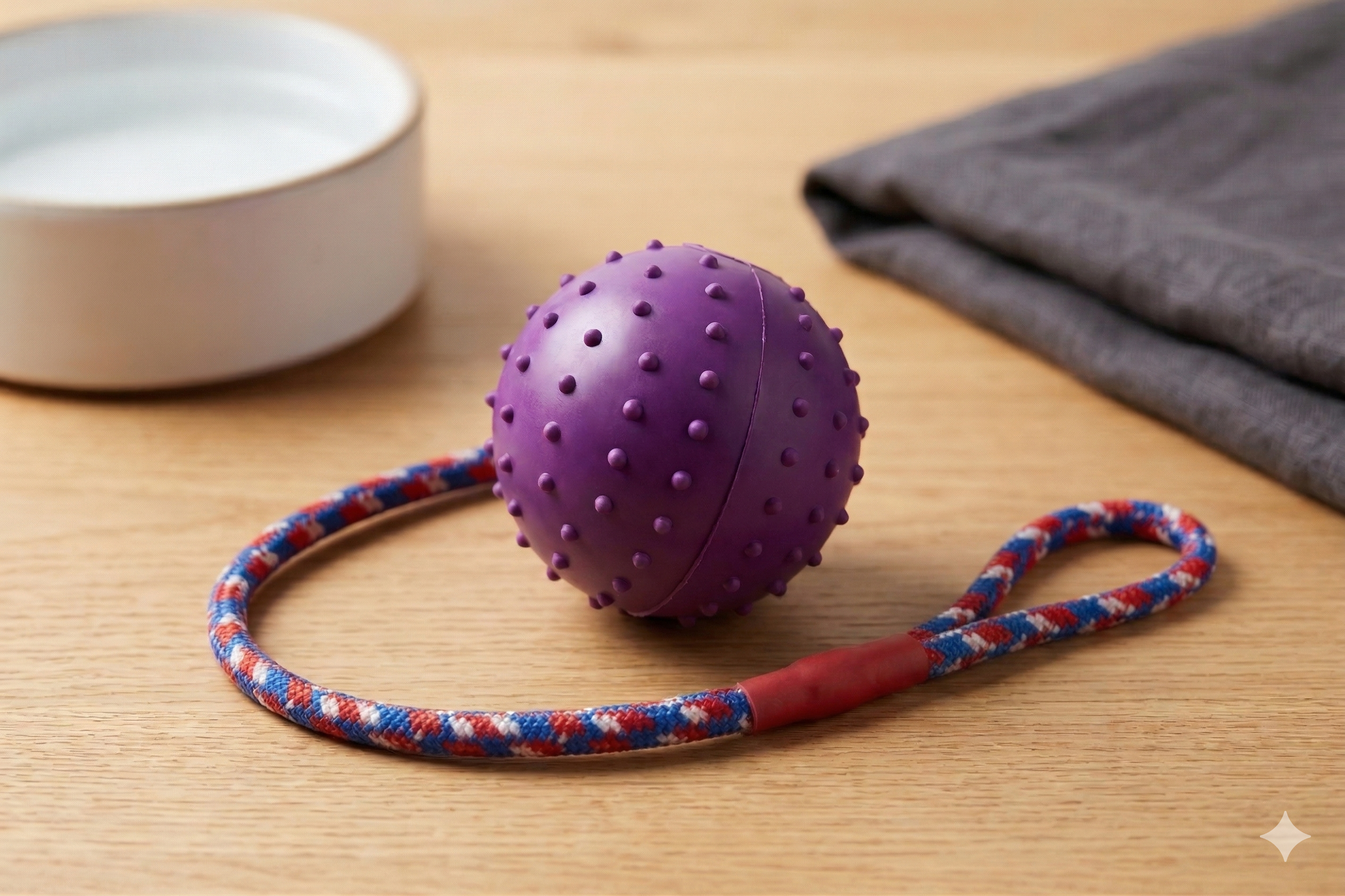 LIMITED LIFETIME WARRANTY - Eco-Friendly Dog Ball on Rope Tug Fetch Toy - Durable Non Toxic