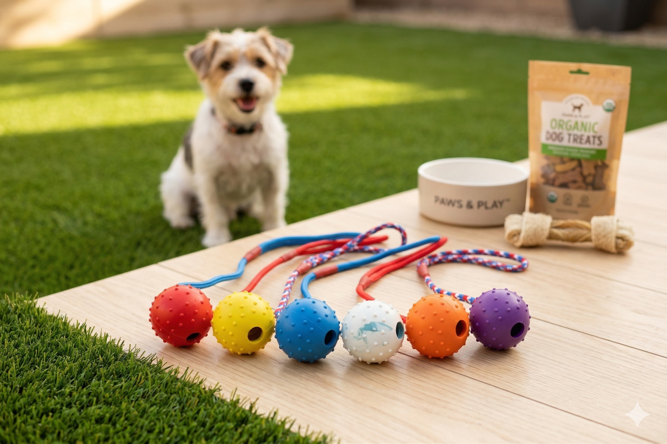 LIMITED LIFETIME WARRANTY - Eco-Friendly Dog Ball on Rope Tug Fetch Toy - Durable Non Toxic